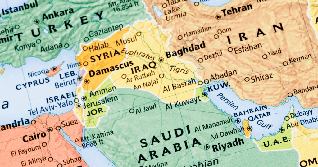 Map of the Middle East North Africa area